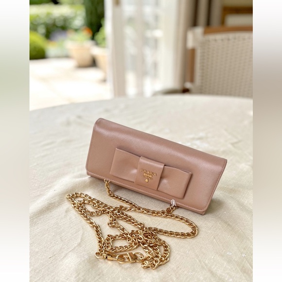 Prada Handbags - Prada Saffiano Bow Fiocco Orchidea Large Wallet